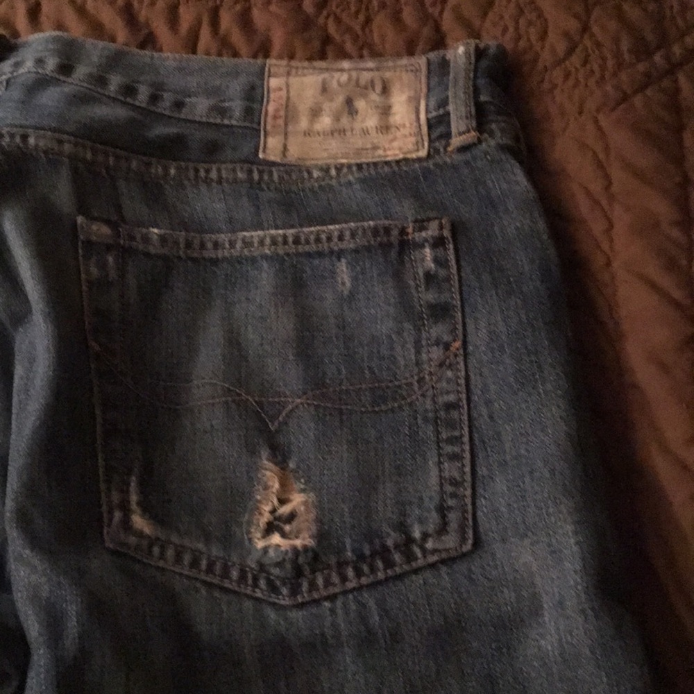 Boot cut, button fly Polo Jeans.